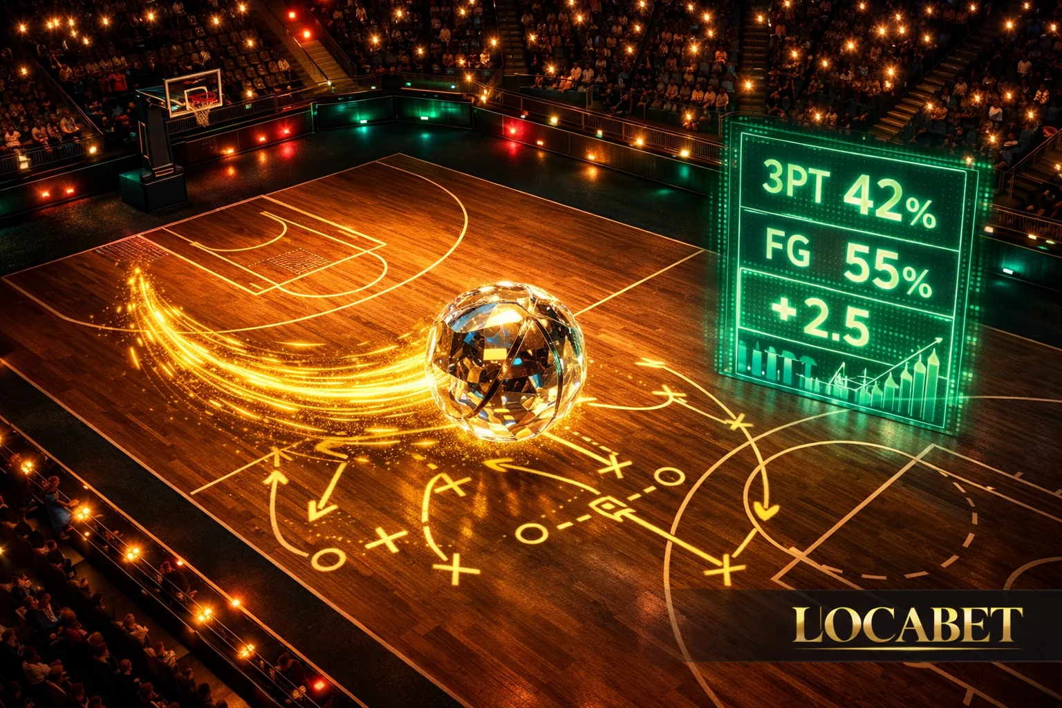 Locabet basketbol bahisleri rehberi — 3 sayılık istatistik görseli