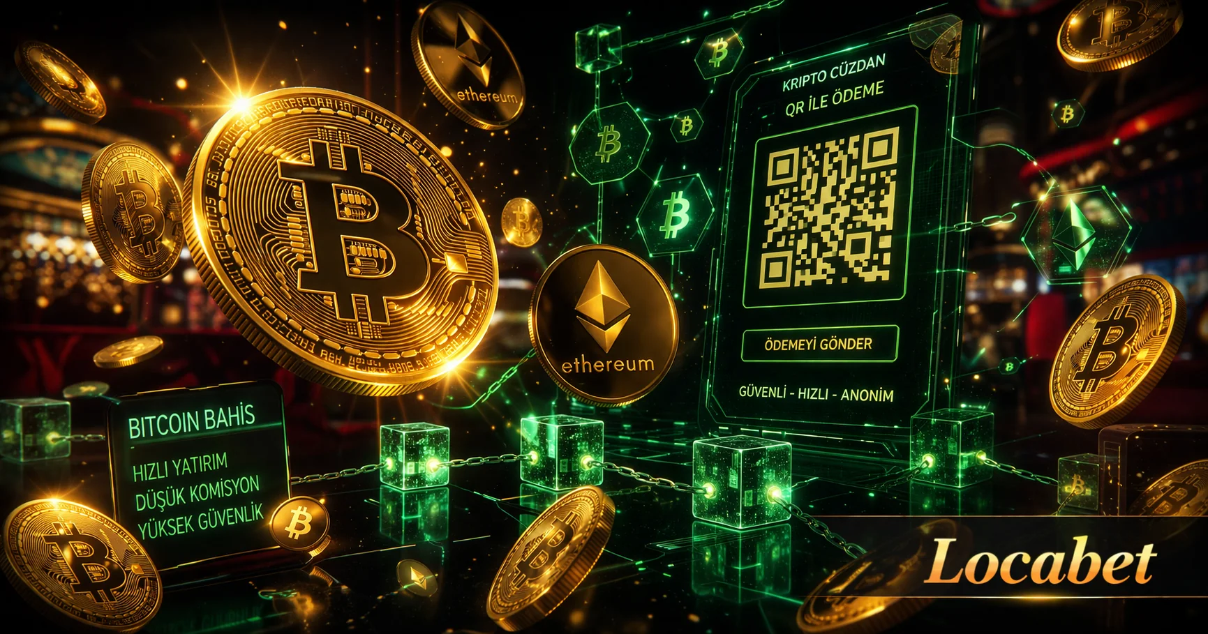 Locabet kripto para yatırma işleminde Bitcoin cüzdanı ve QR kod ile ödeme