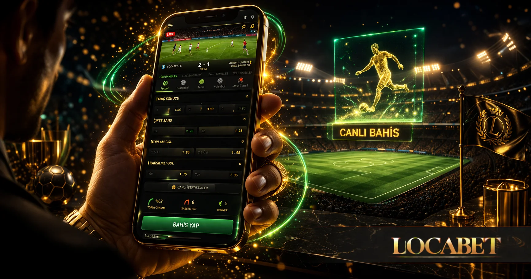 Locabet mobil arayüzü Türkçe menü başlıkları ve bahis ekranı